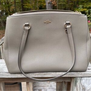 Coach Stanton Carryall Taupe “Fog” color  Leather Shoulder Bag